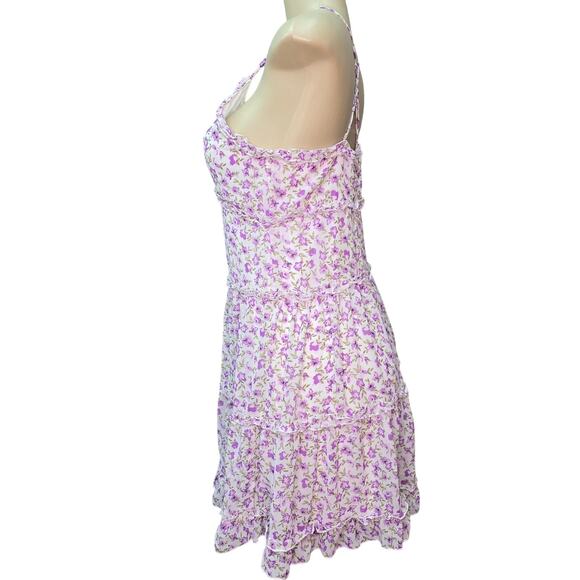 J for Justify Medium Y2K Purple Floral Baby Doll Cottagecore Coquette Boho Fairy - Picture 4 of 15